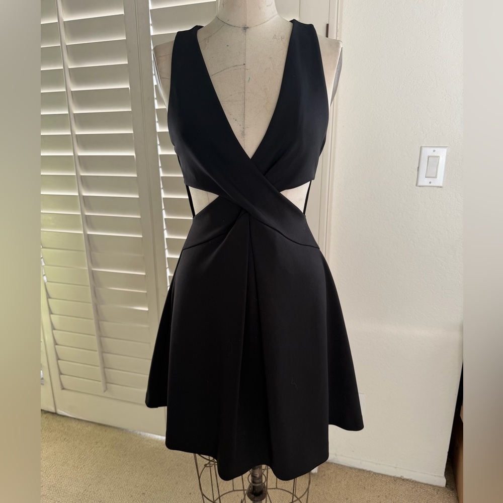 Black Cross-Front Halter Mini Dress